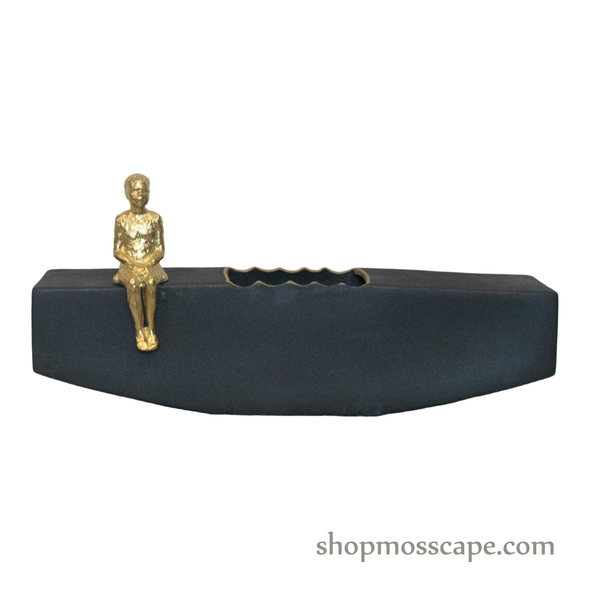 Gold Statue Rectangular Ceramic Flower