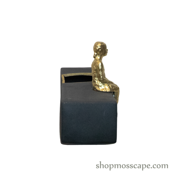 Gold Statue Rectangular Ceramic Flower