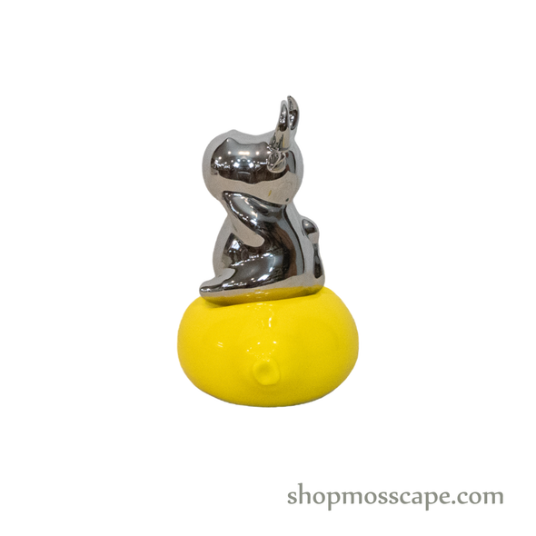 Silver Cow on Yellow Balloon