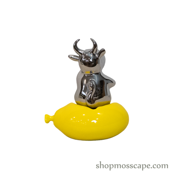 Silver Cow on Yellow Balloon