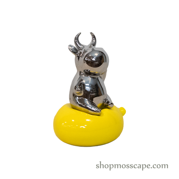 Silver Cow on Yellow Balloon