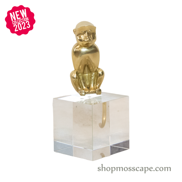 Gold Monkey on Crystal Base