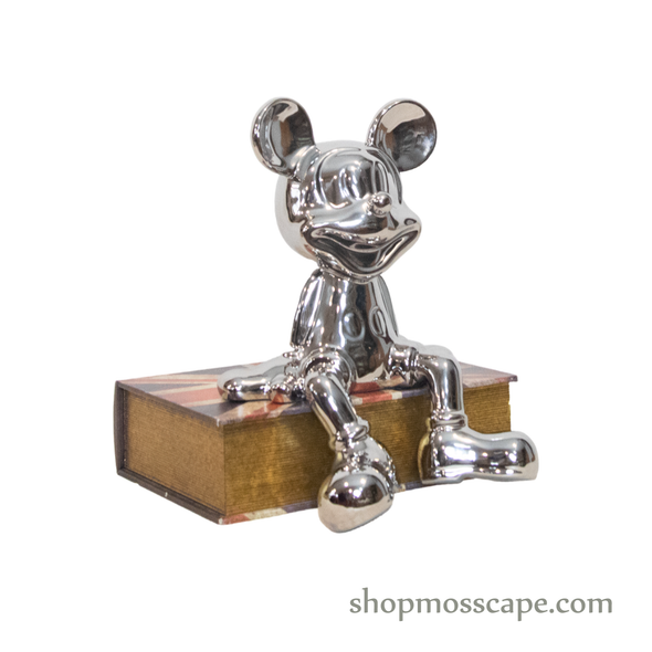 Silver Mickey Mouse Sitting on Books Set