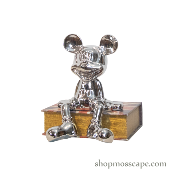 Silver Mickey Mouse Sitting on Books Set