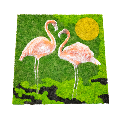 Romantic Flamingo Under Sun | Framed Moss Art (053)