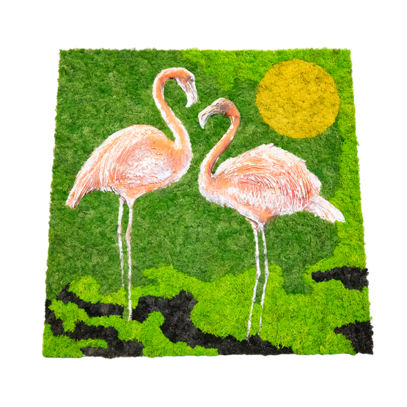 Romantic Flamingo Under Sun | Framed Moss Art (053)