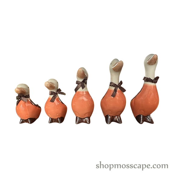 Elegant Ceramic Duck Family (Orange & brown)