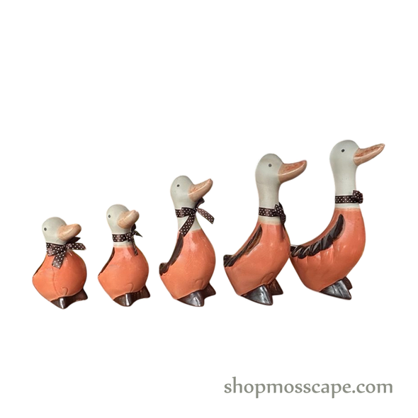 Elegant Ceramic Duck Family (Orange & brown)