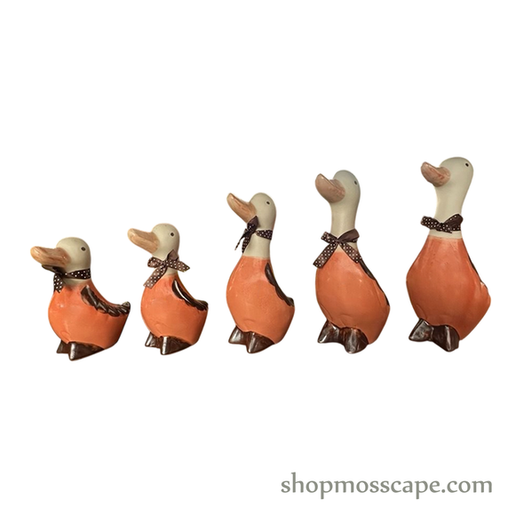 Elegant Ceramic Duck Family (Orange & brown)
