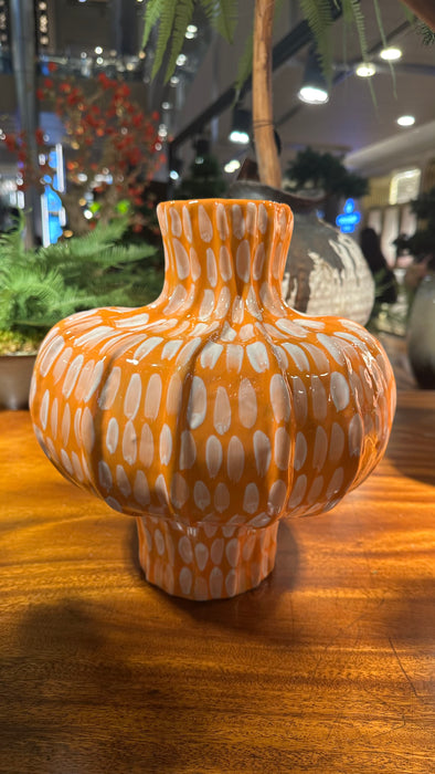 Orange Checkered Ceramic Vase (S)