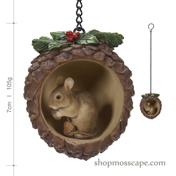 Christmas Hanging-Pinecone Dormouse