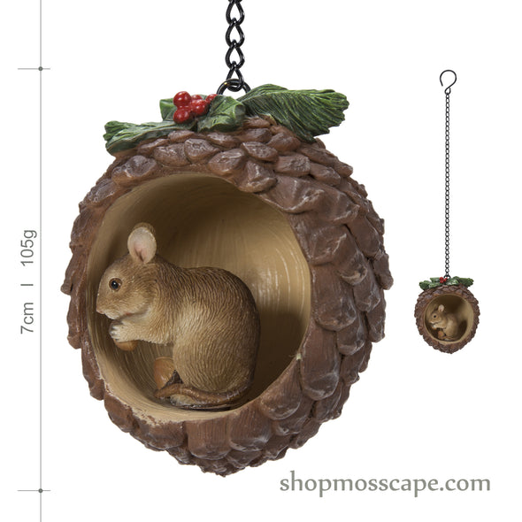 Christmas Hanging-Pinecone Dormouse