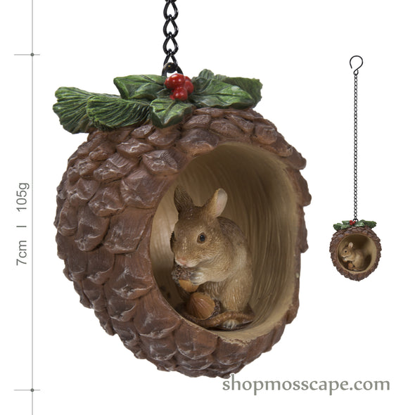 Christmas Hanging-Pinecone Dormouse