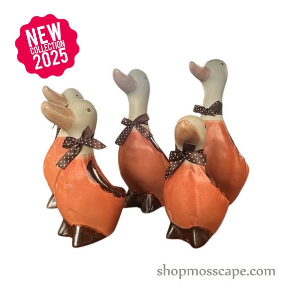 Elegant Ceramic Duck Family (Orange & brown)