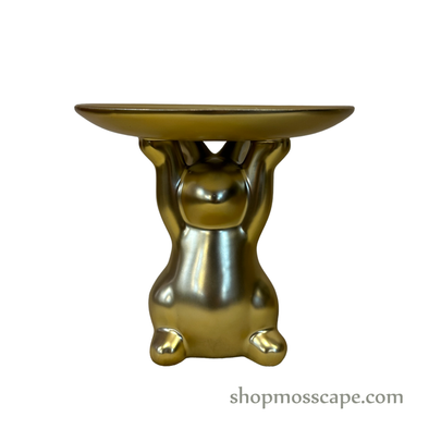 Gold ceramic rabbit dessert plate (M)
