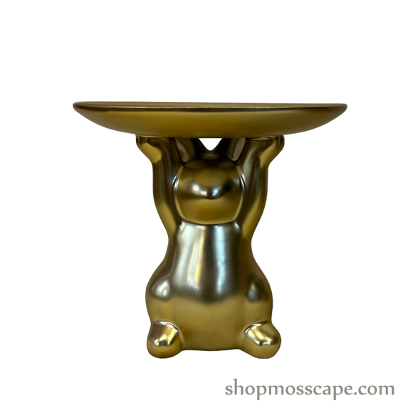Gold ceramic rabbit dessert plate (M)