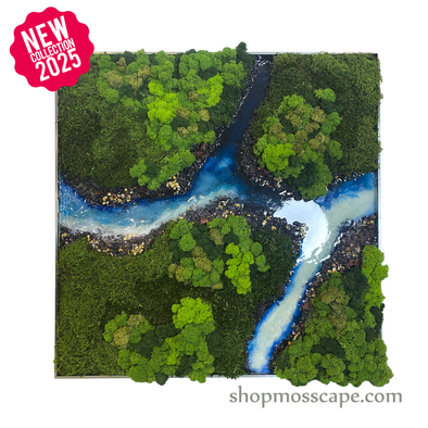 Serene Forest & River | Framed Moss Art (059)