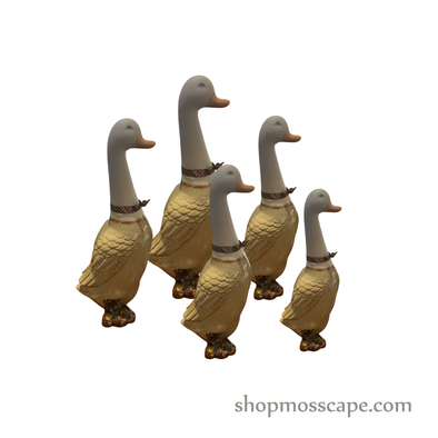 Elegant Ceramic Geese Family (Olive Yellow)