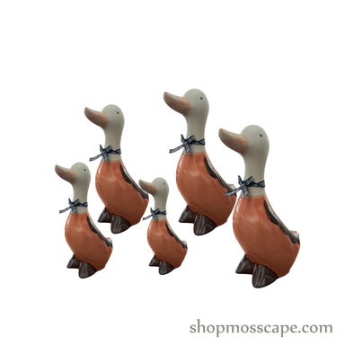 Elegant Ceramic Duck Family (Orange & Blue)