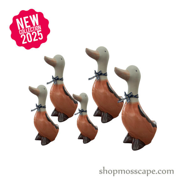 Elegant Ceramic Duck Family (Orange & Blue)