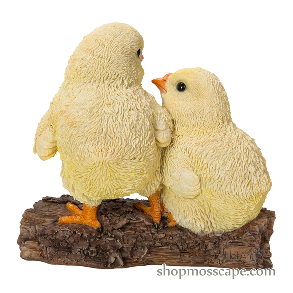 Two Chicks on Wooden Stump