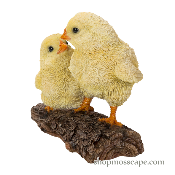 Two Chicks on Wooden Stump
