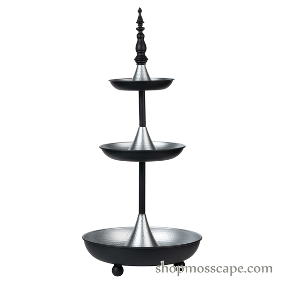 Gray and Black 3-Tiered Tray