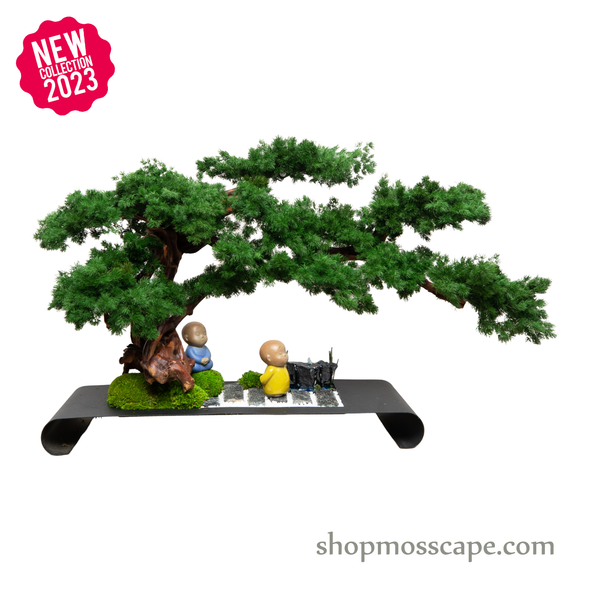 Two Wise Monks Mediating | Bonsai-scape (4-048 w/ MF)