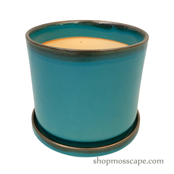Teal Cylindrical Ceramic Pot