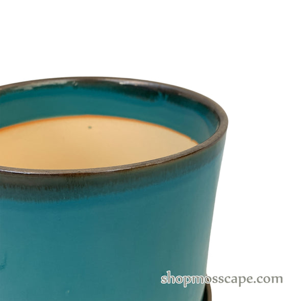 Teal Cylindrical Ceramic Pot