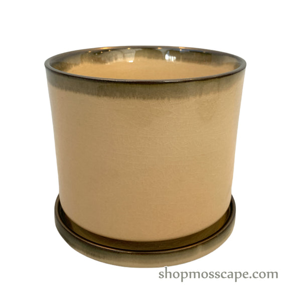 Beige Cylindrical Ceramic Pot
