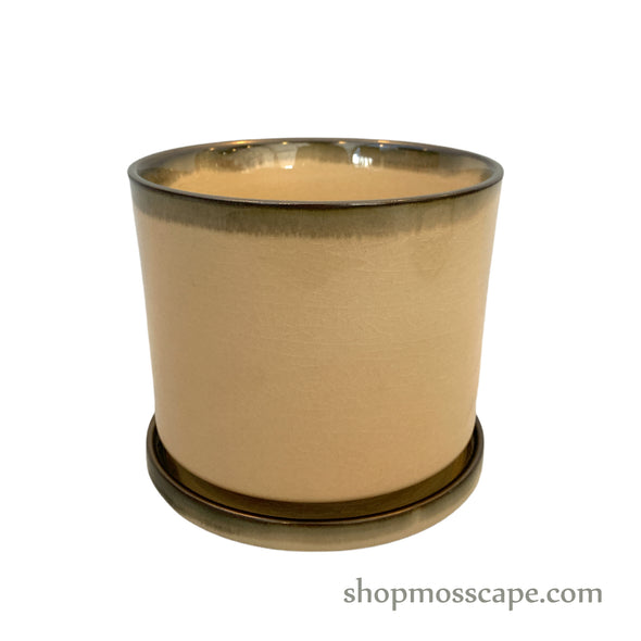 Beige Cylindrical Ceramic Pot