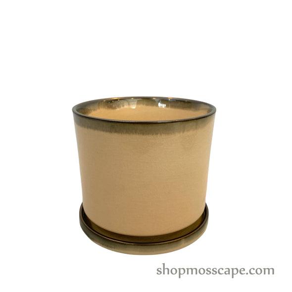 Beige Cylindrical Ceramic Pot