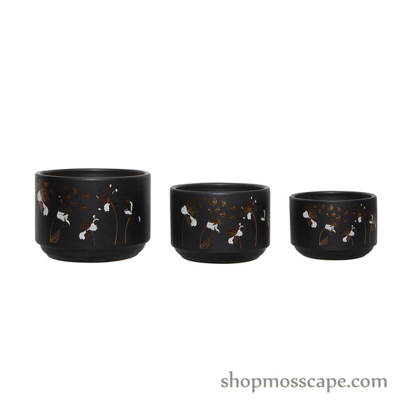 Round Floral Ceramic Pot