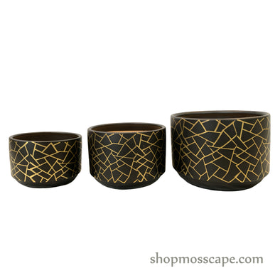 Gold Geometric Ceramic Pot (3 colours)