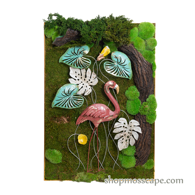 Flamingo Through Tropical | Framed Moss Art (025)