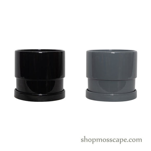 Glossy Cylindrical Ceramic Pot (2 colours)