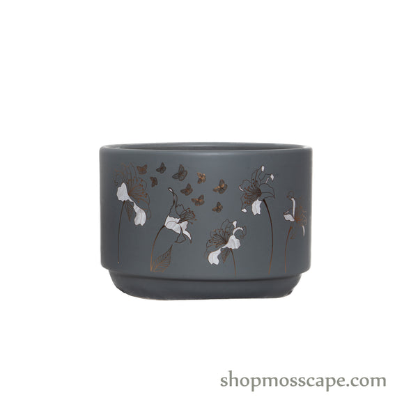 Round Floral Ceramic Pot