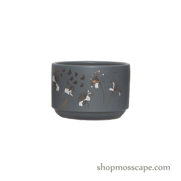 Round Floral Ceramic Pot