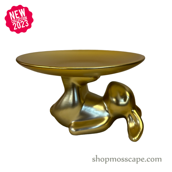 Gold ceramic rabbit dessert plate (L)
