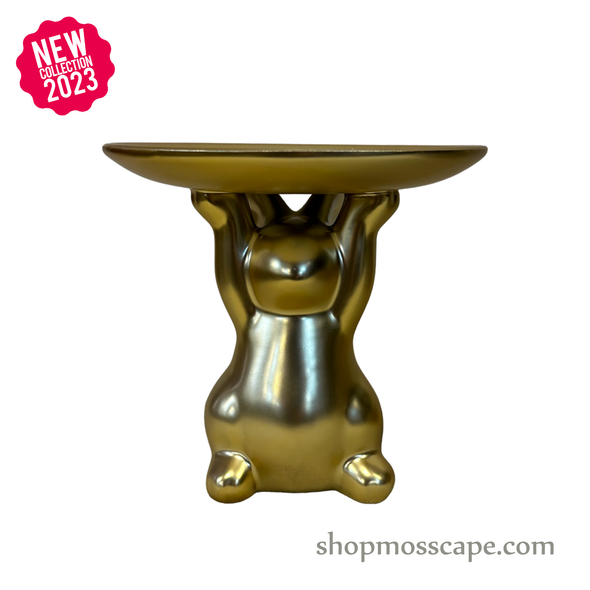 Gold ceramic rabbit dessert plate (M)