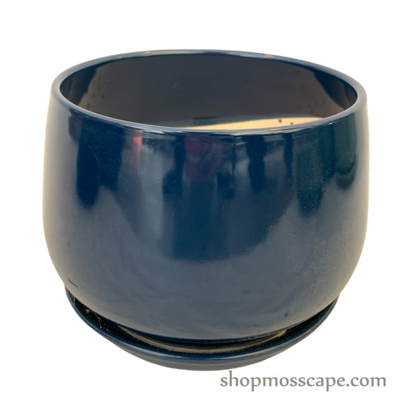 Kelly Round Ceramic Pot (Dark Blue)