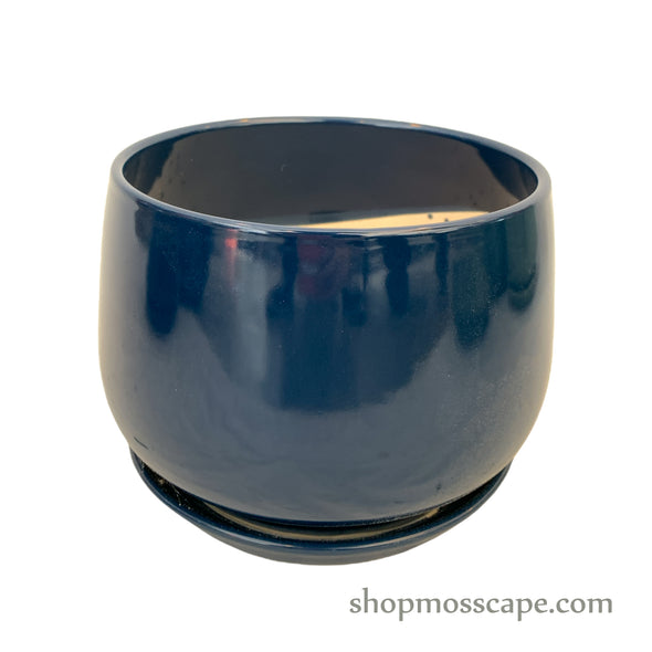 Kelly Round Ceramic Pot (Dark Blue)