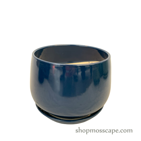 Kelly Round Ceramic Pot (Dark Blue)