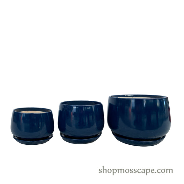 Kelly Round Ceramic Pot (Dark Blue)