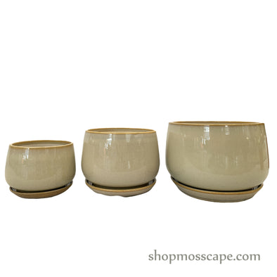 Kelly Round Ceramic Pot (Beige)