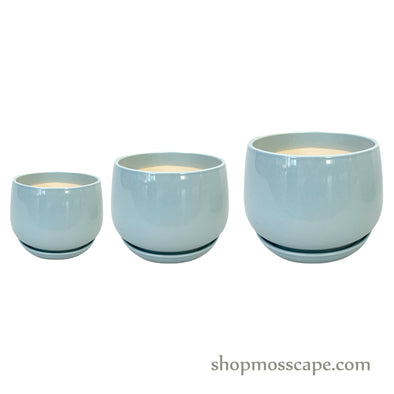 Kelly Round Ceramic Pot (Light blue)