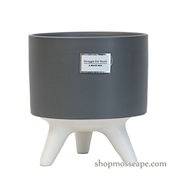 Earthy Tones Round Shaped Ceramic Pot with stand