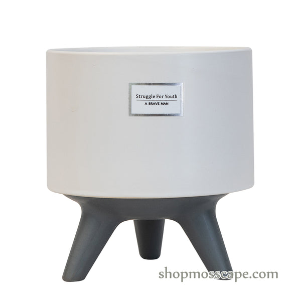 Earthy Tones Round Shaped Ceramic Pot with stand