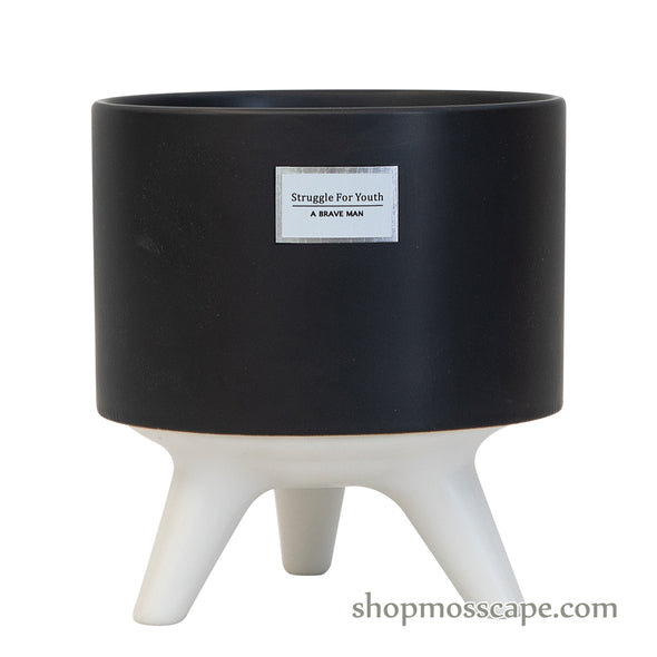 Earthy Tones Round Shaped Ceramic Pot with stand